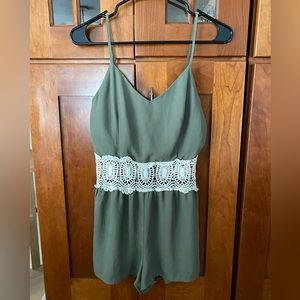 Olive green romper. Size small